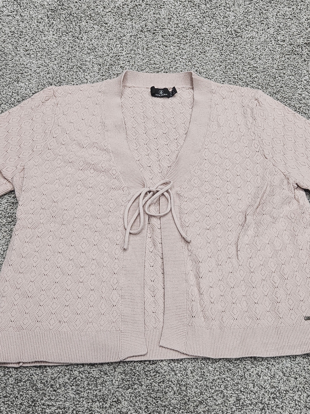 Volcom Women's Pink Knit Tie-Front Sweater